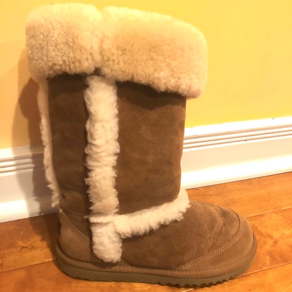 Ugg Suede and Shearling-Lined Boots with Trim - Picture 3 of 8